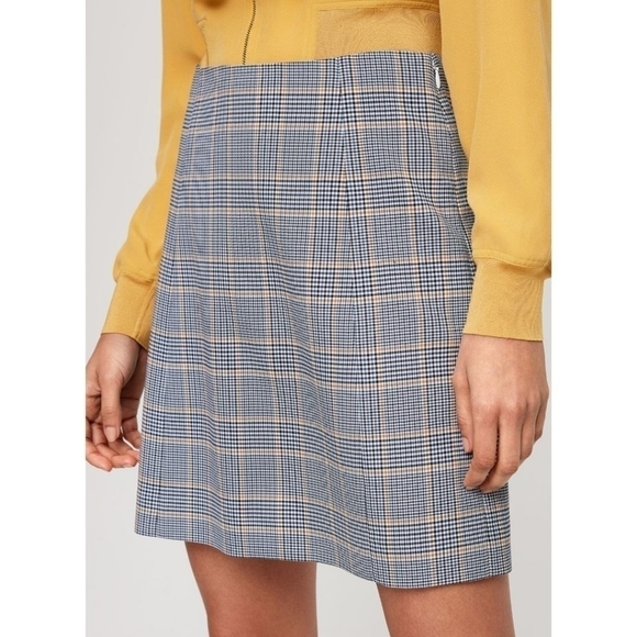 Aritzia Dresses & Skirts - Aritzia Babaton Plaid Houndstooth Hopper Skirt in Cairo Gold NWT